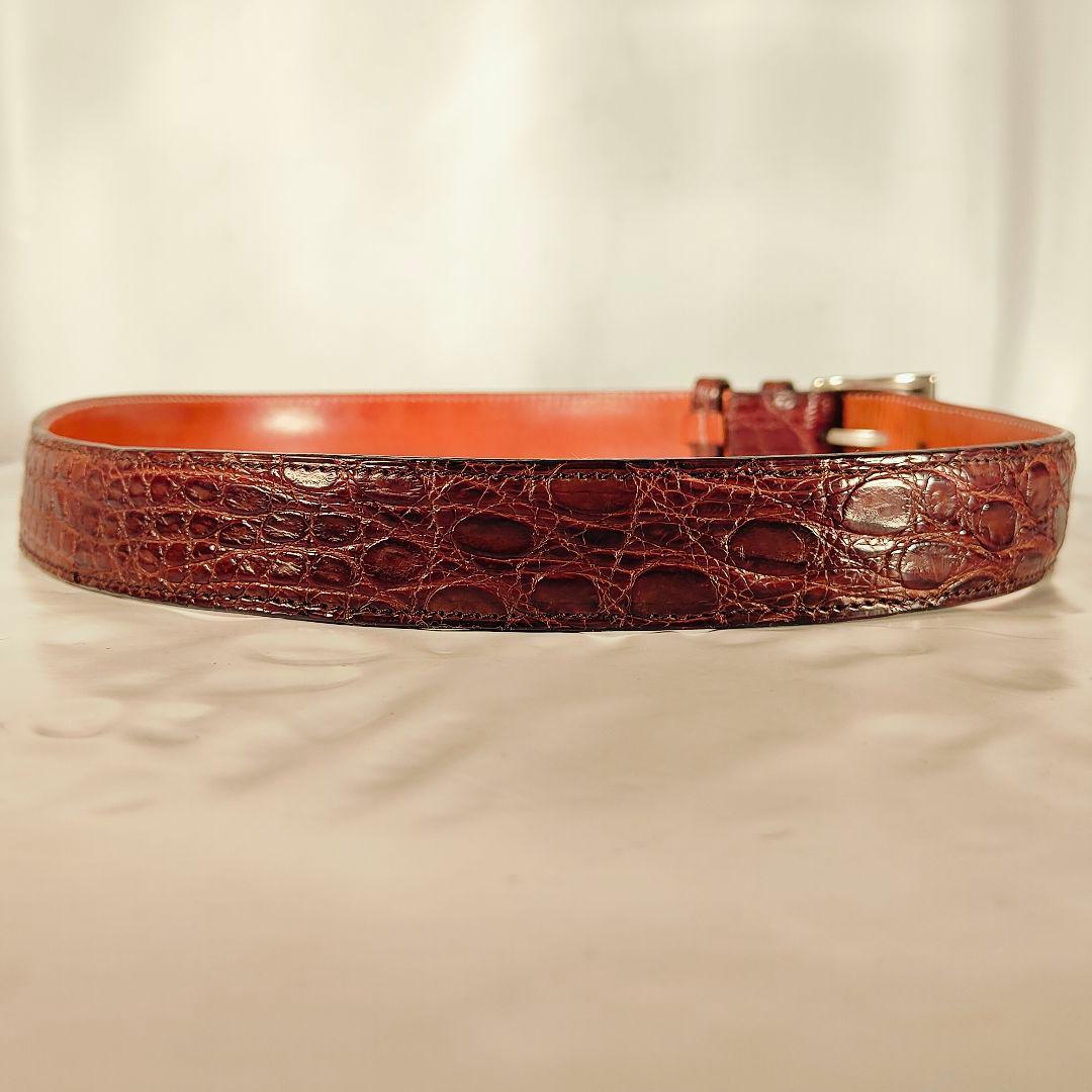 【Vintage】イタリア製　ワニ革　高級クロコダイルドレスベルト 本革 正規品