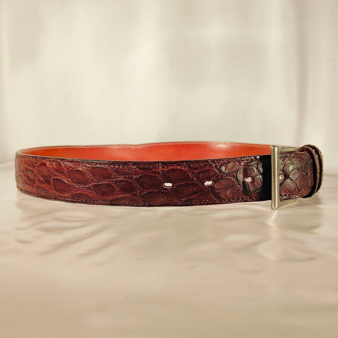【Vintage】イタリア製　ワニ革　高級クロコダイルドレスベルト 本革 正規品