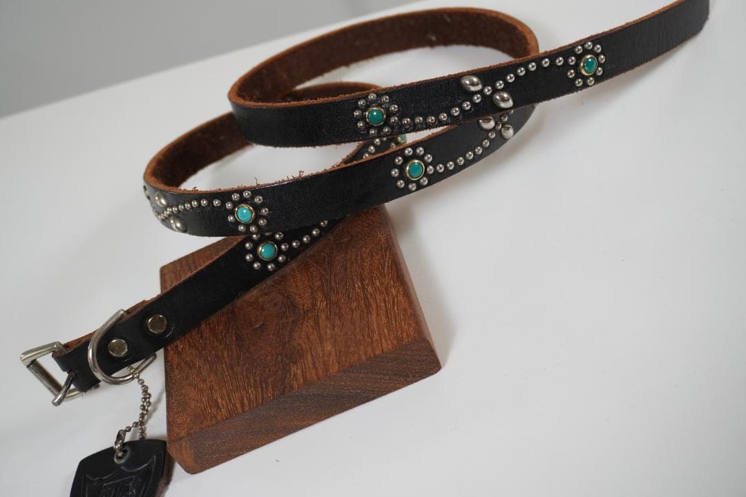 ▢ＨＴＣ▢エイチティーシー 　スタッズベルト 　　ナロー　ターコイズ