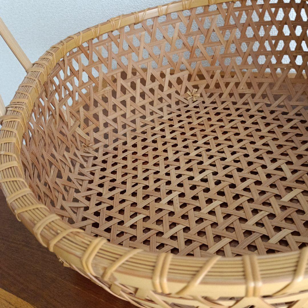 竹製籠　宮崎　作家物　竹細工　バスケット　大きめかご　天然素材　亀甲　クラフト