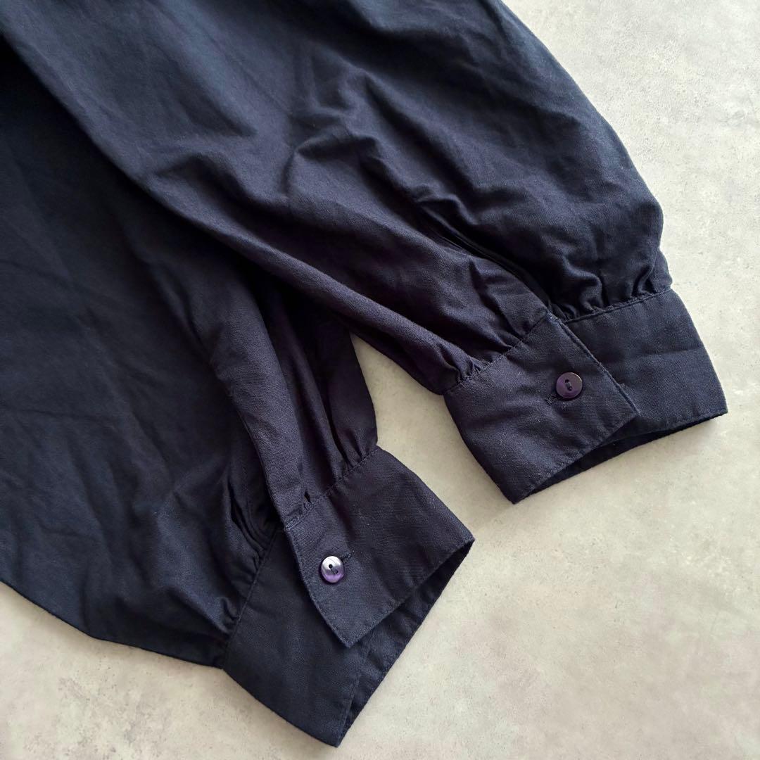 美品 かぐれ コットンドルマンピンタックブラウス 紺 ネイビー