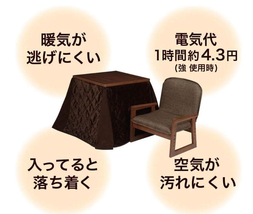 【takuya様】おひとり様コタツ ブラウン 3点セット (炬燵・椅子・布団)