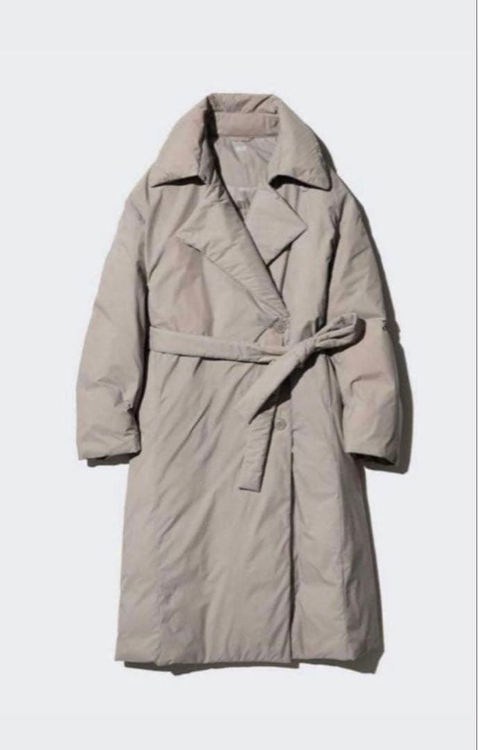 未使用◇UNIQLO ベージュベルテッド ロングコート L オシャレ