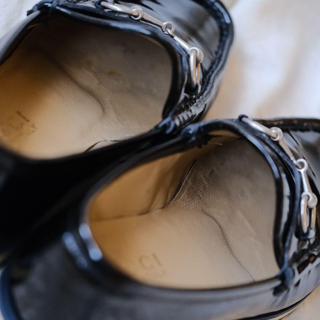 GUCCI グッチ ブラックパテントホースビットローファー35C