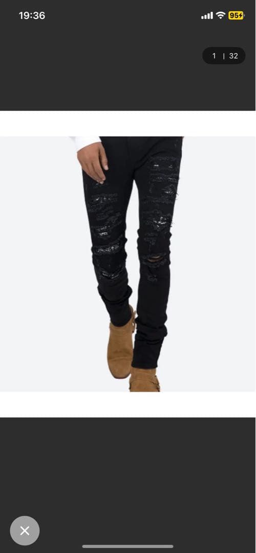 ダメージ加工 ブラック スキニーデニム