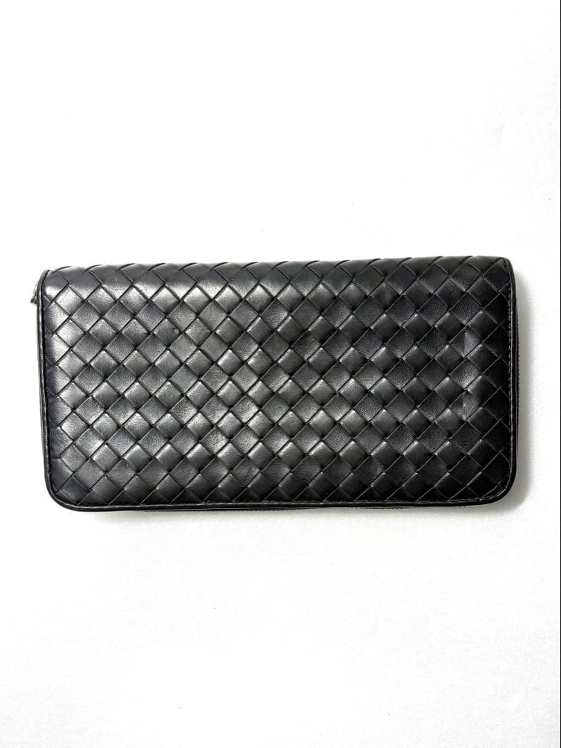 ボッテガヴェネタ イントレチャート ラウンドファスナー 長財布 ブラック