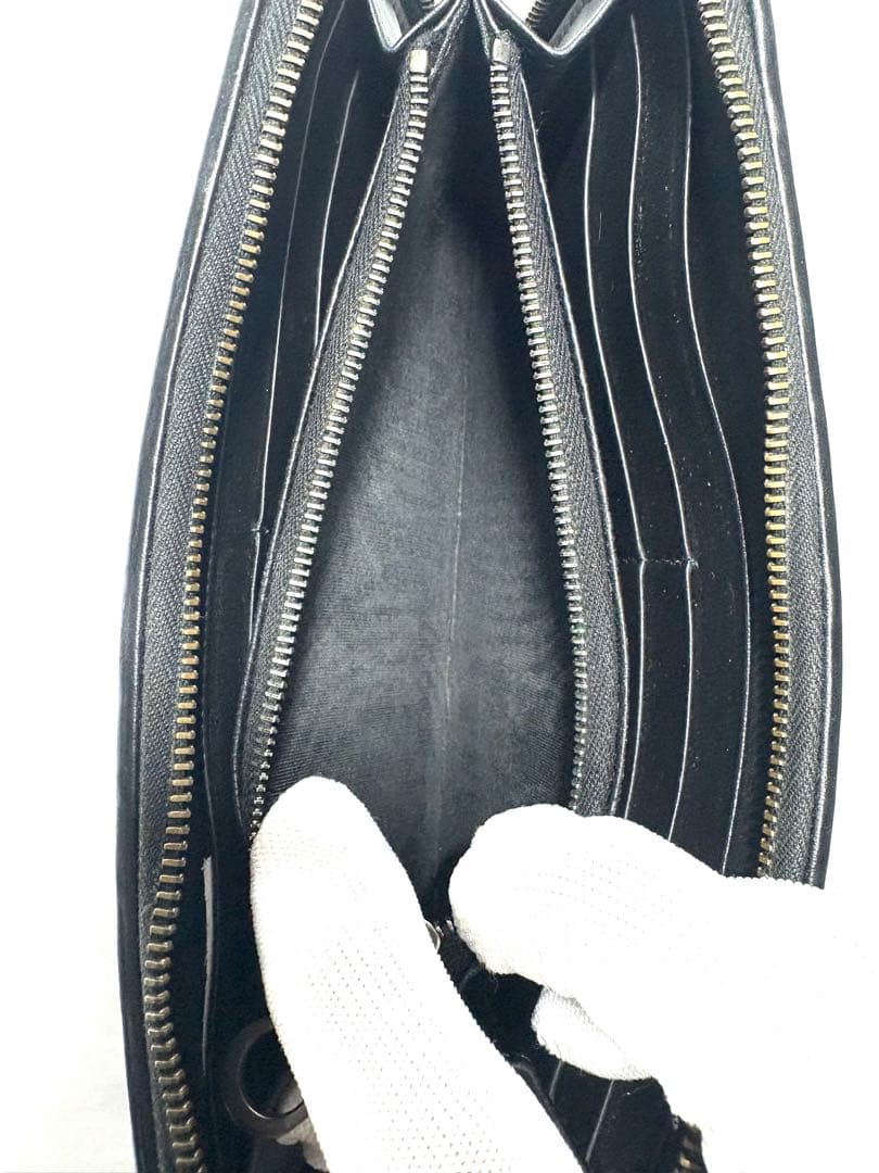 ボッテガヴェネタ イントレチャート ラウンドファスナー 長財布 ブラック