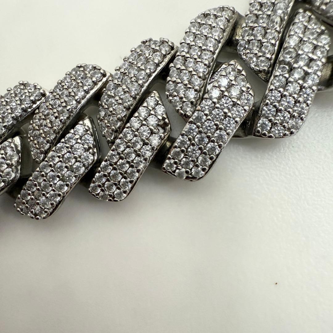 Glitter シルバー チェーンネックレス60cm 19mm