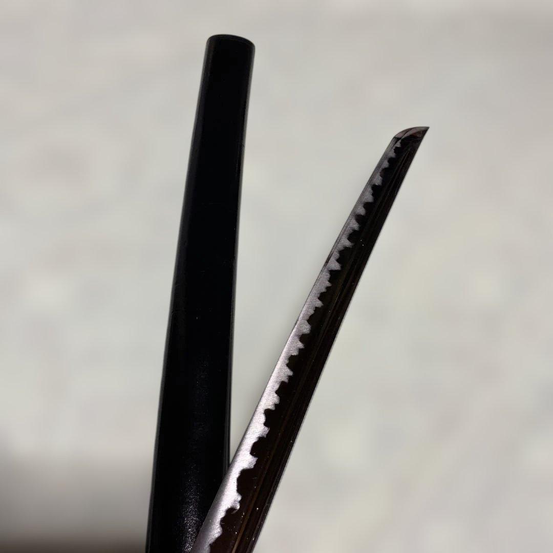 模造刀(居合刀)下緒無し 茶柄 鶴と波絵角丸鍔