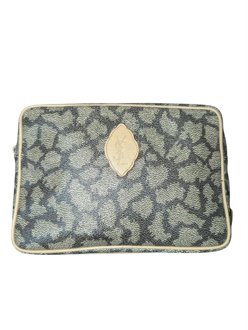 美品 イヴサンローラン ボストンバッグ ポーチ セット ジラフ柄 ヴィンテージ