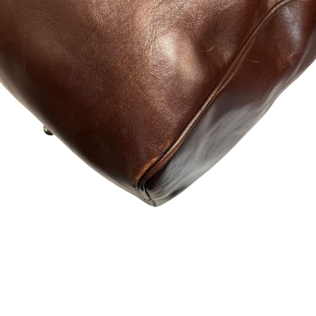 HIROFU　ヒロフ　ボストンバッグ　Hロゴ型押し　レザー　ブラウン