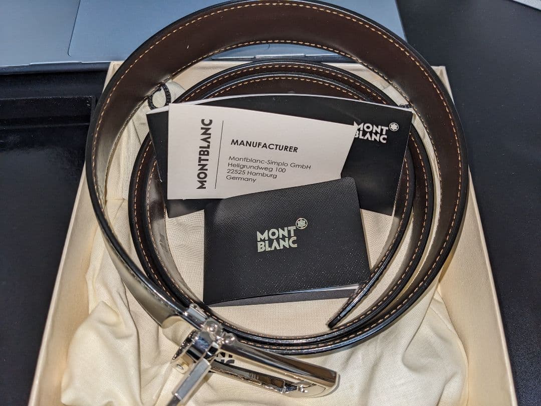 新品MONTBLANCレザーベルト126020 ブラック モンブラン