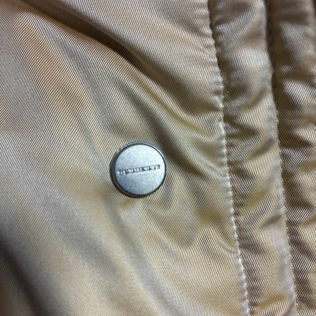 美品　バーバリーロンドン　ロングダウンコート　チェック　ベージュ　ファー付　L位