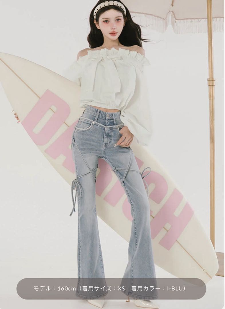 Darich ダーリッチピコレースハイウエストフレアデニム M