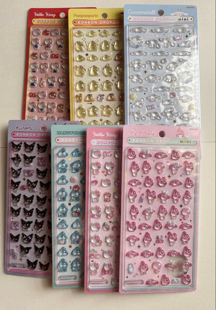 未開封】7枚 サンリオ　ボンボンドロップシール　ミニ　正規品　キティ　マイメロ