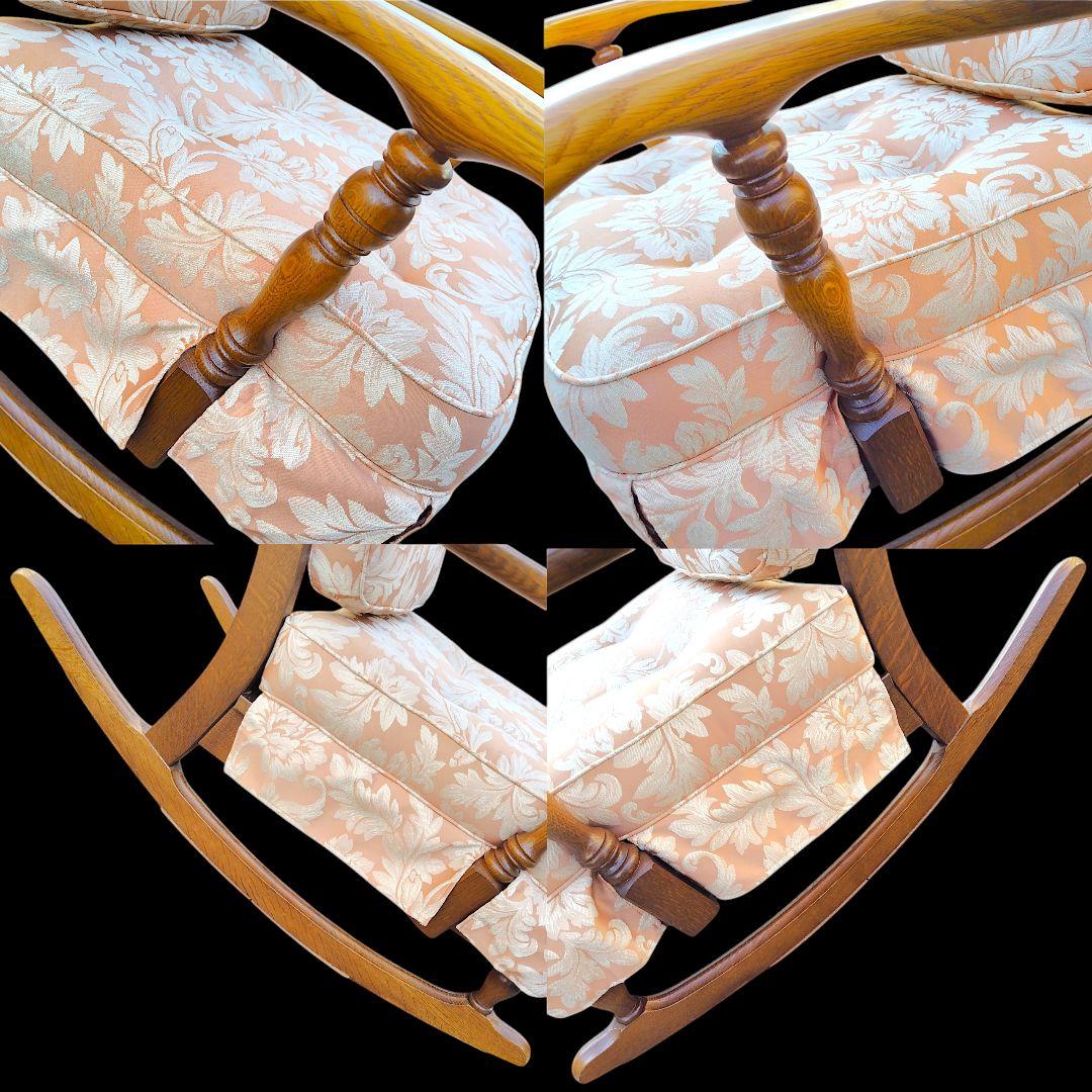 【送料込】飛騨産業 キツツキ 木製フレーム 花柄 ロッキングチェア 家具 椅子