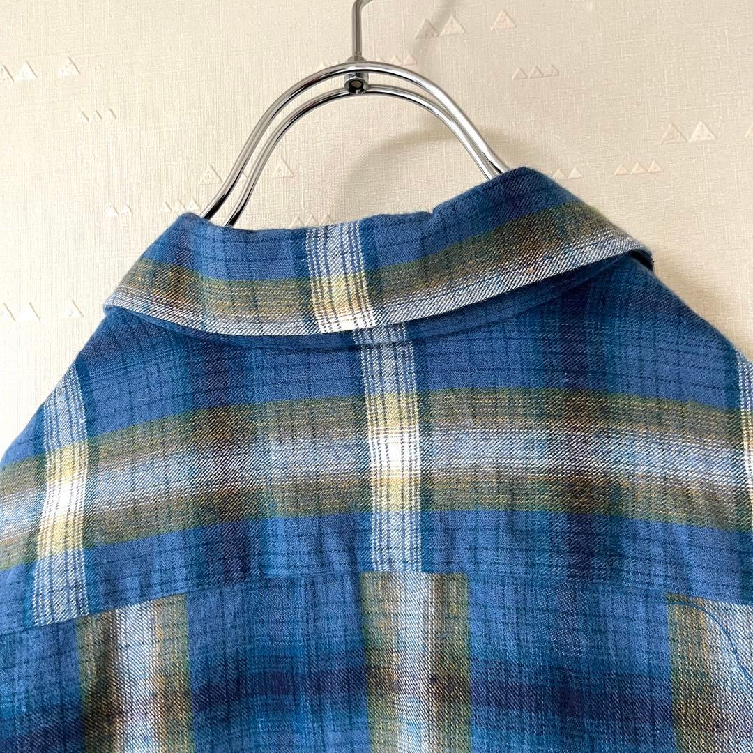 USA製 古着 60's メイシーズ オンブレ チェック オープンカラーシャツ