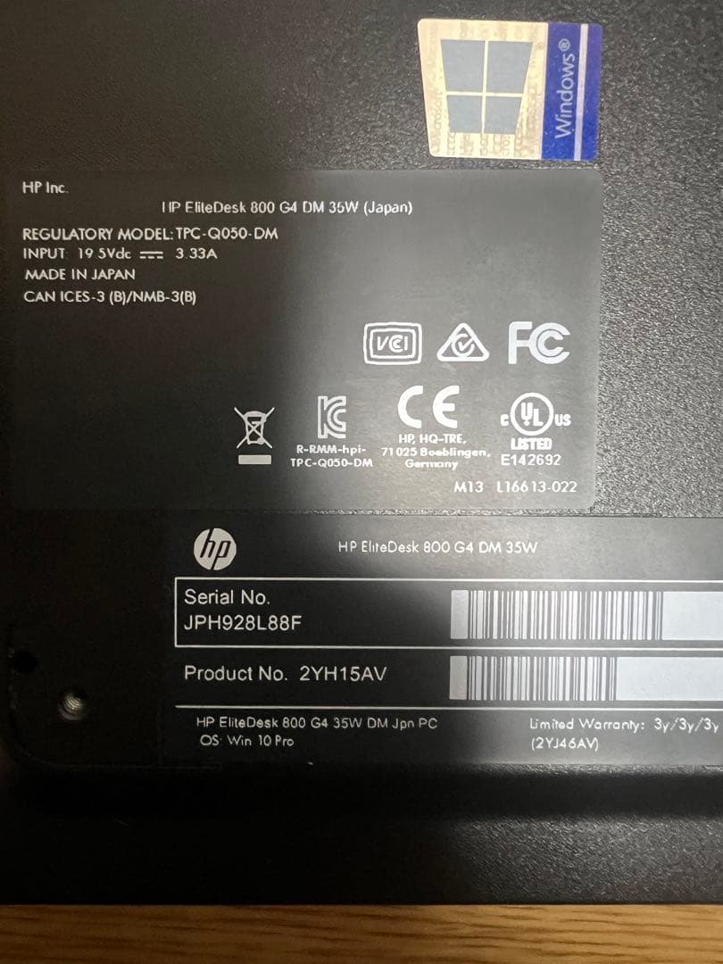 HP ELITEDESK デスクトップパソコン Office/新品SSD/16