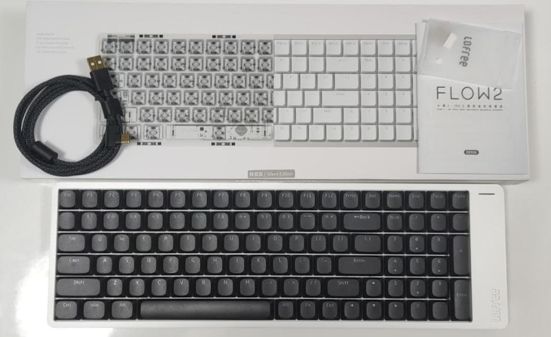 【特別限定カスタム】LOFREE FLOW2シルバー☆100キー☆×静音ピンク軸
