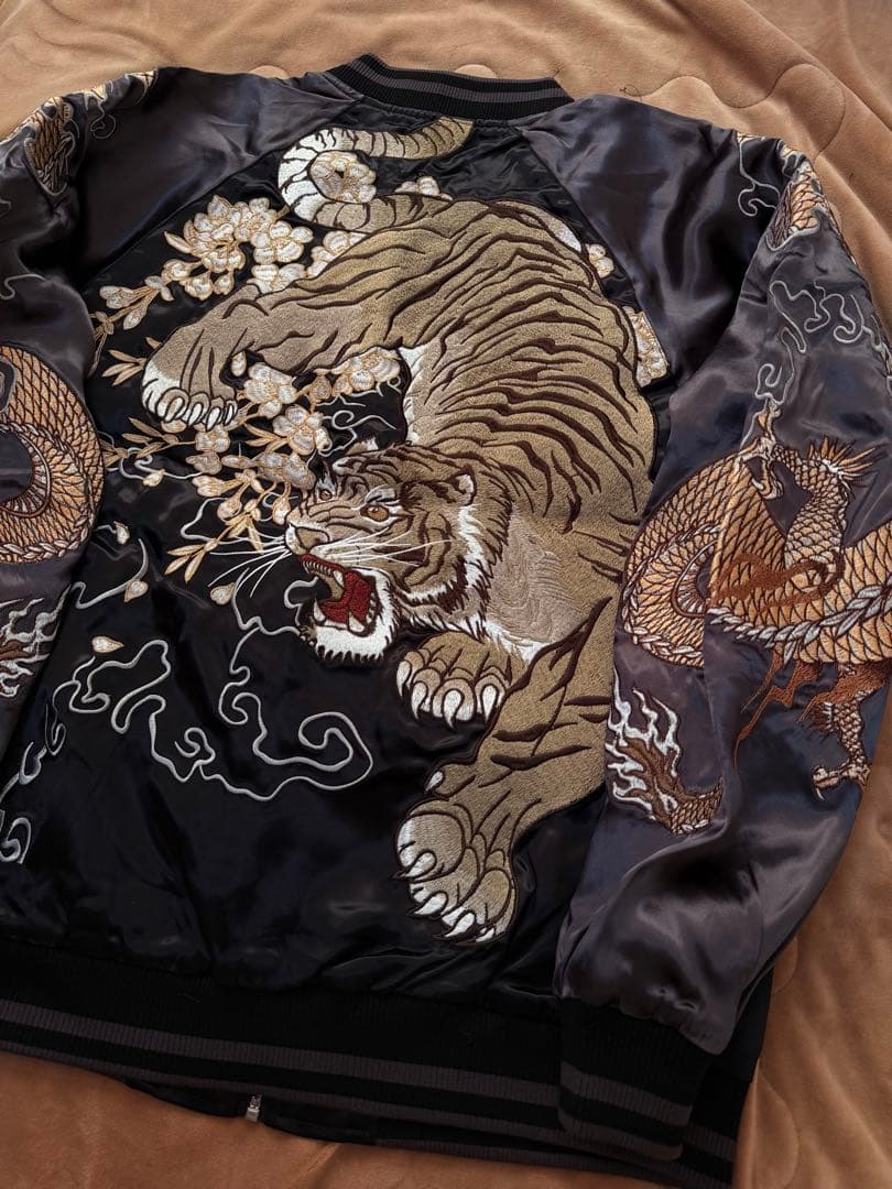 未使用 SUKAJAN 日本虎龍桜 スカジャン silk vintage 美品