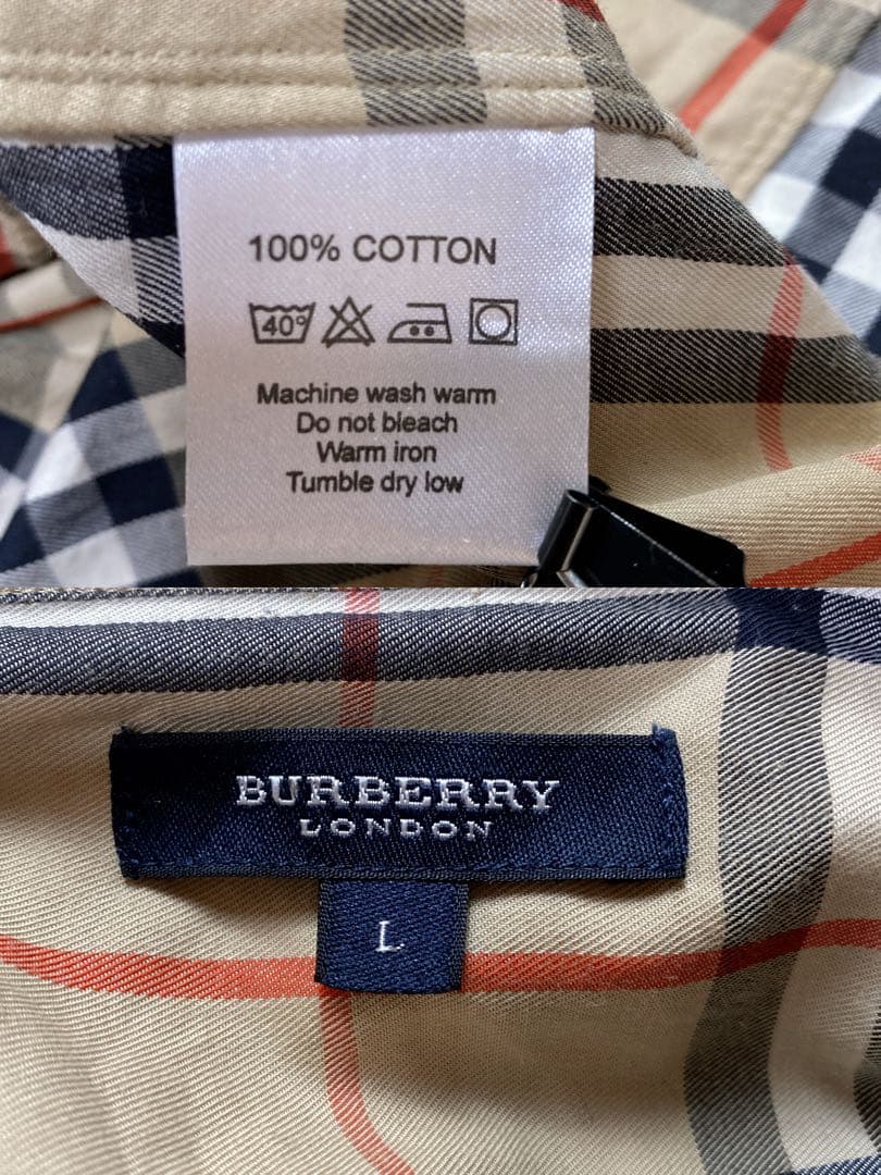 【美品・人気】バーバリーロゴ刺繍　ノバチェック　ベージュ　L