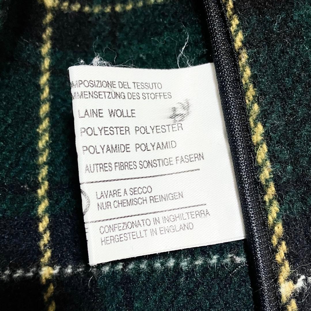 バーバリーロンドン ノバチェック ダッフルコート フード グリーン S