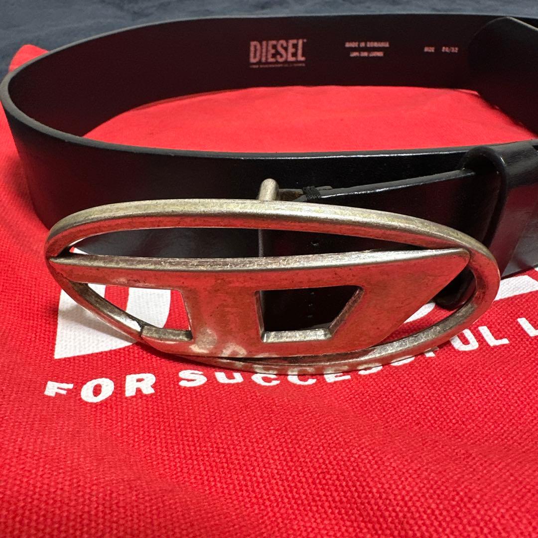 DIESEL ブラックレザーベルト CM 80 証明書付き