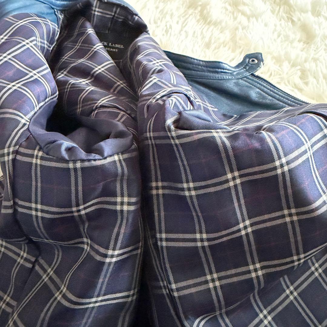 【美品】【希少】バーバリーブラックレーベル　シングルライダース ネイビー系　L