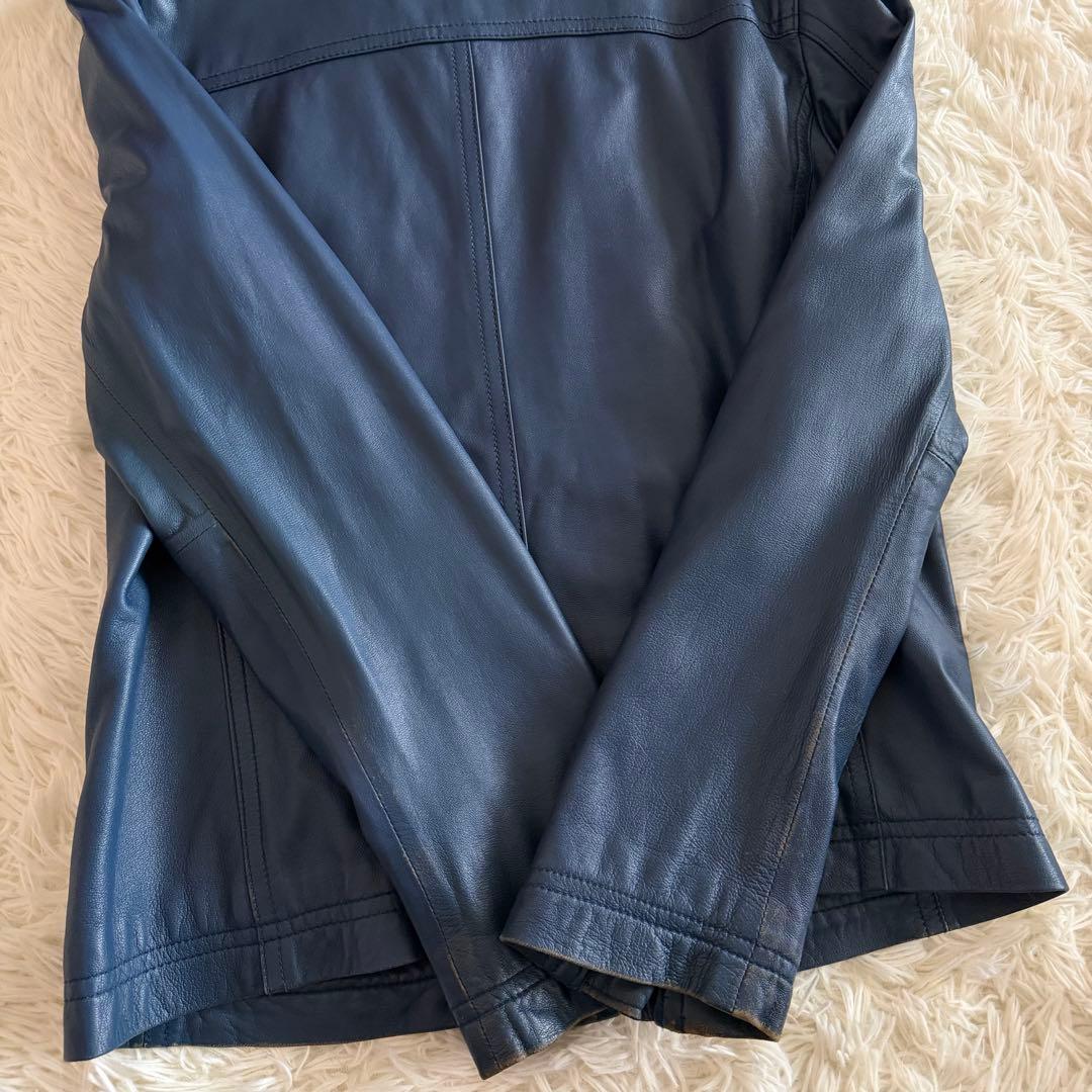 【美品】【希少】バーバリーブラックレーベル　シングルライダース ネイビー系　L