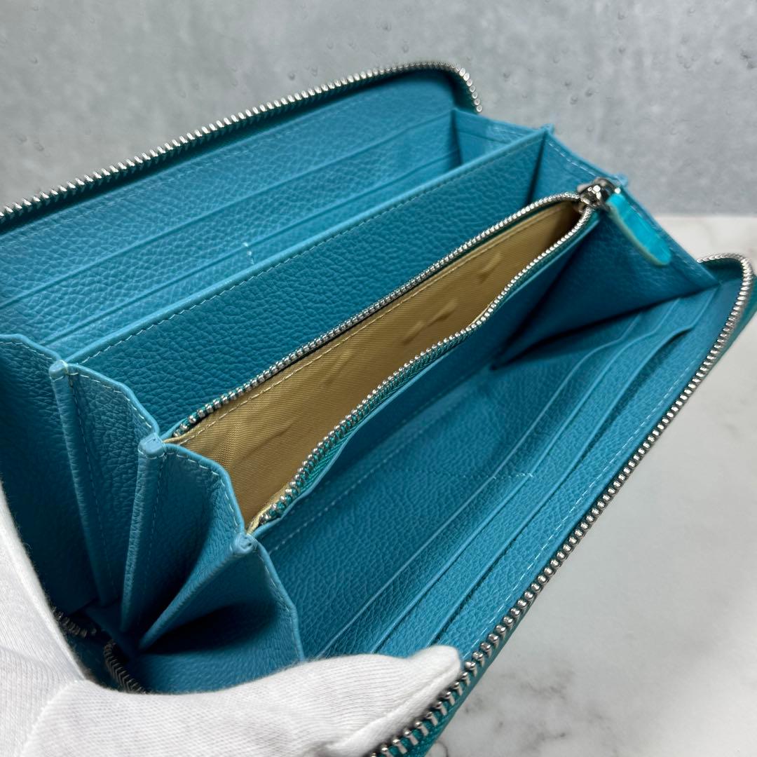 本革 クロコダイル ターコイズ ブルー 長財布 ワニ革 希少 メンズ レディース