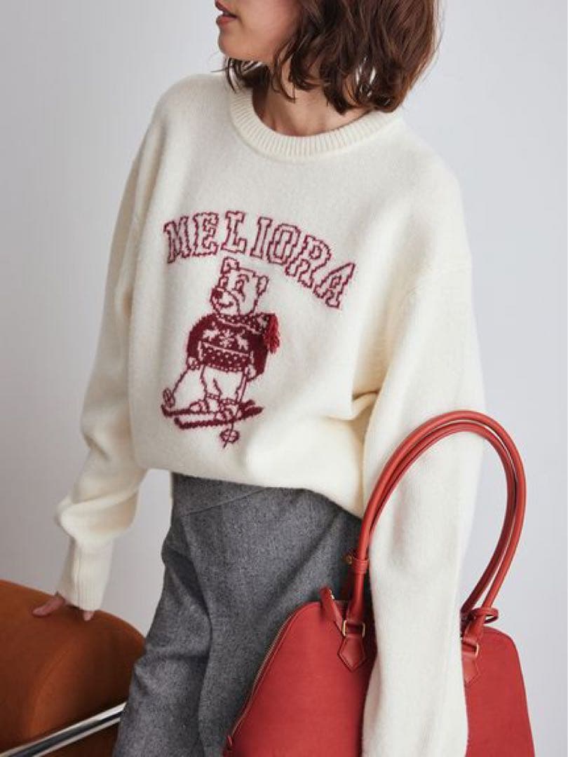 Wht＊MilaOwen MILAOクルーネックジャガードニット