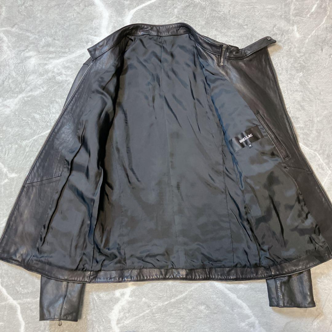 SHELLAC ラムレザー シングルライダース セミダブル レザージャケット L