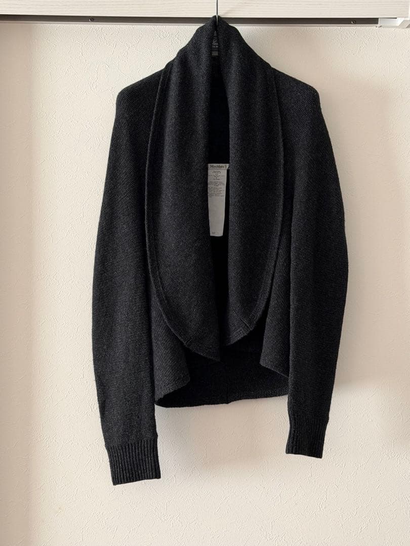 黒いウール混紡カーディガン 長袖