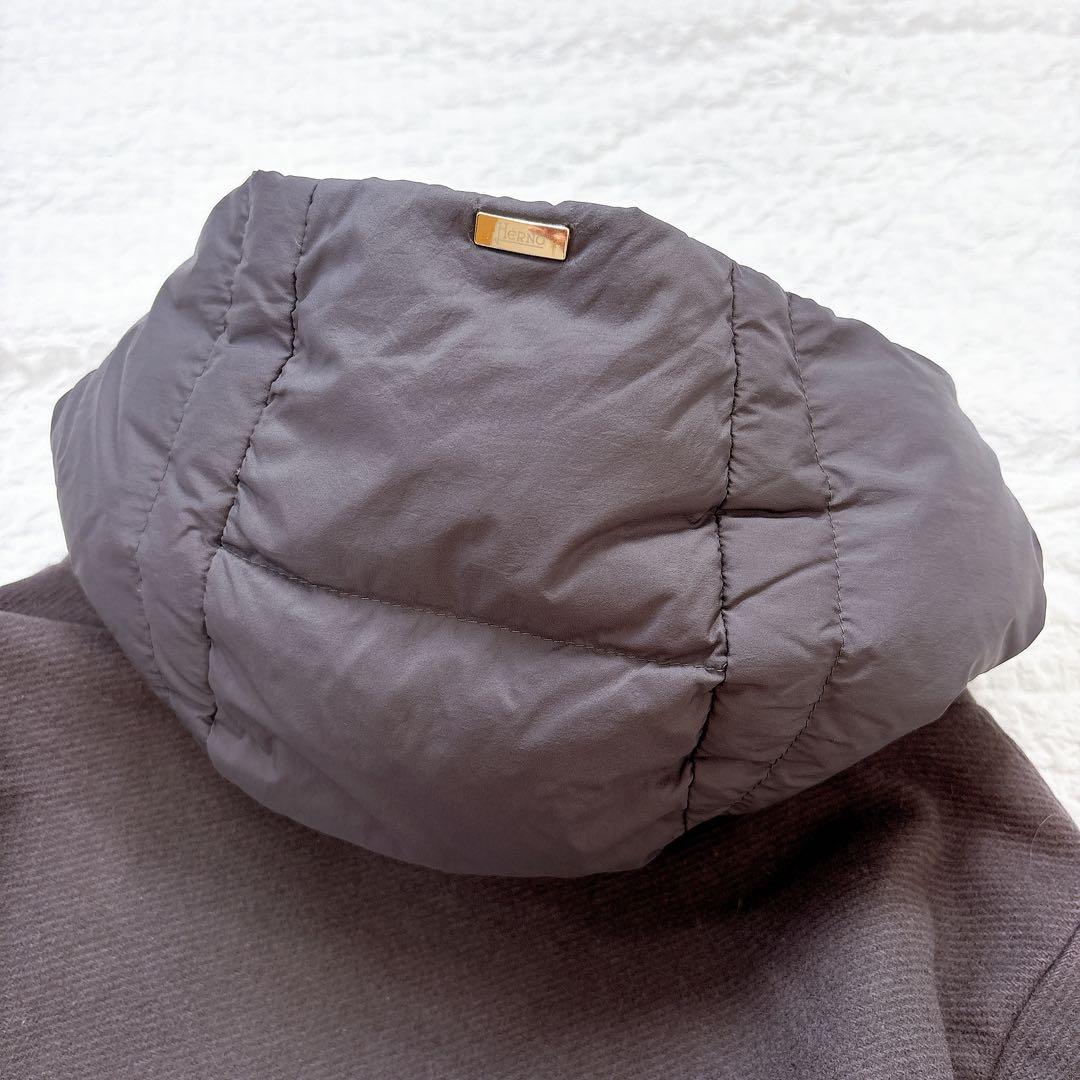【SALE】サイズ44✨HERNO 異素材ドッキング　ダウンコート　フード