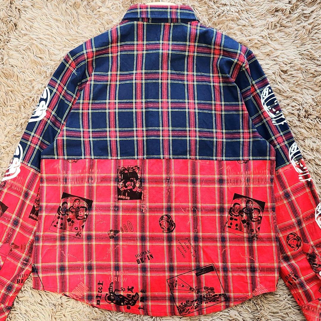 ビリオネアボーイズクラブ BBC 長袖 ネル シャツ 切り替え XL ファレル