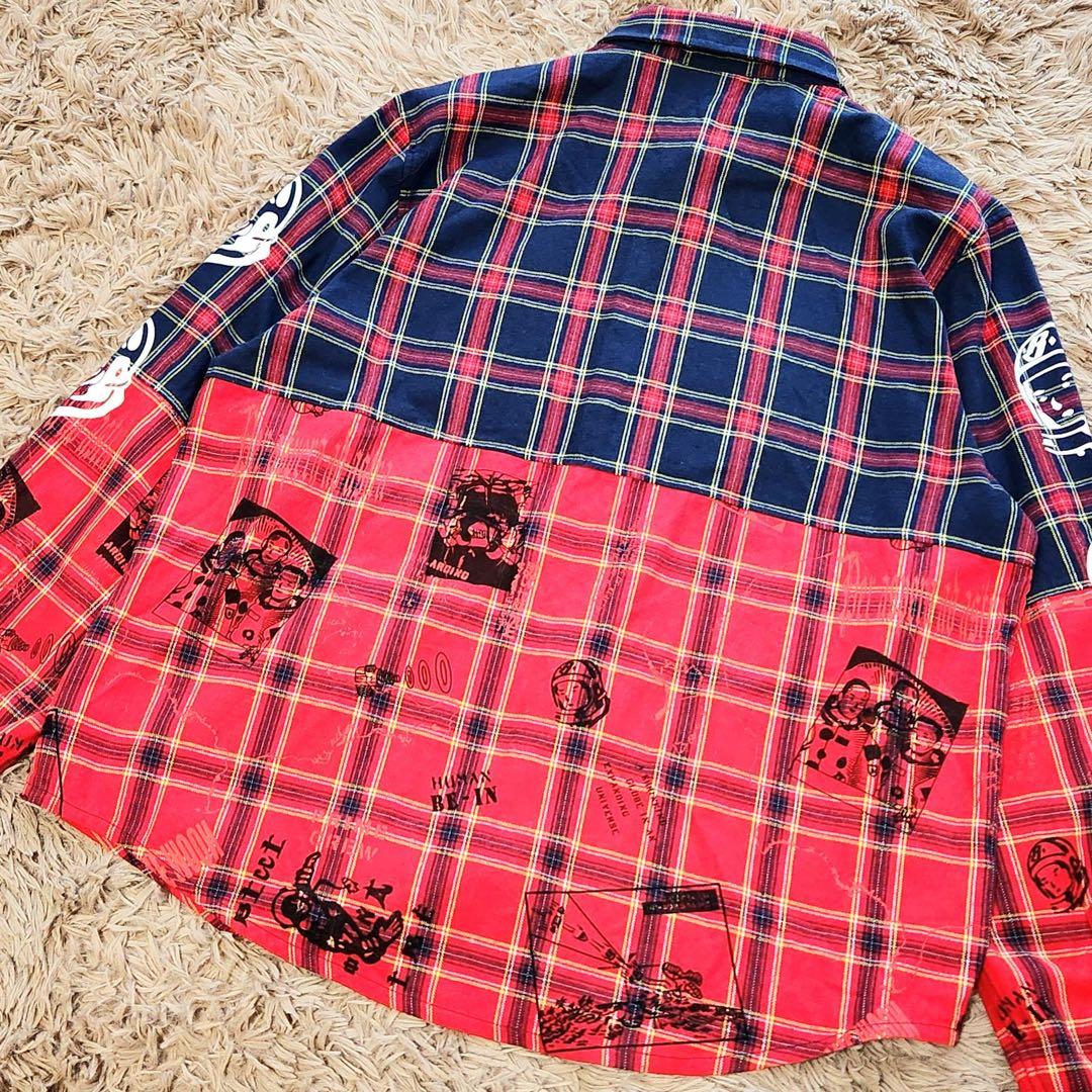 ビリオネアボーイズクラブ BBC 長袖 ネル シャツ 切り替え XL ファレル