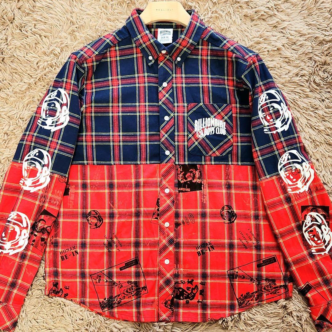 ビリオネアボーイズクラブ BBC 長袖 ネル シャツ 切り替え XL ファレル