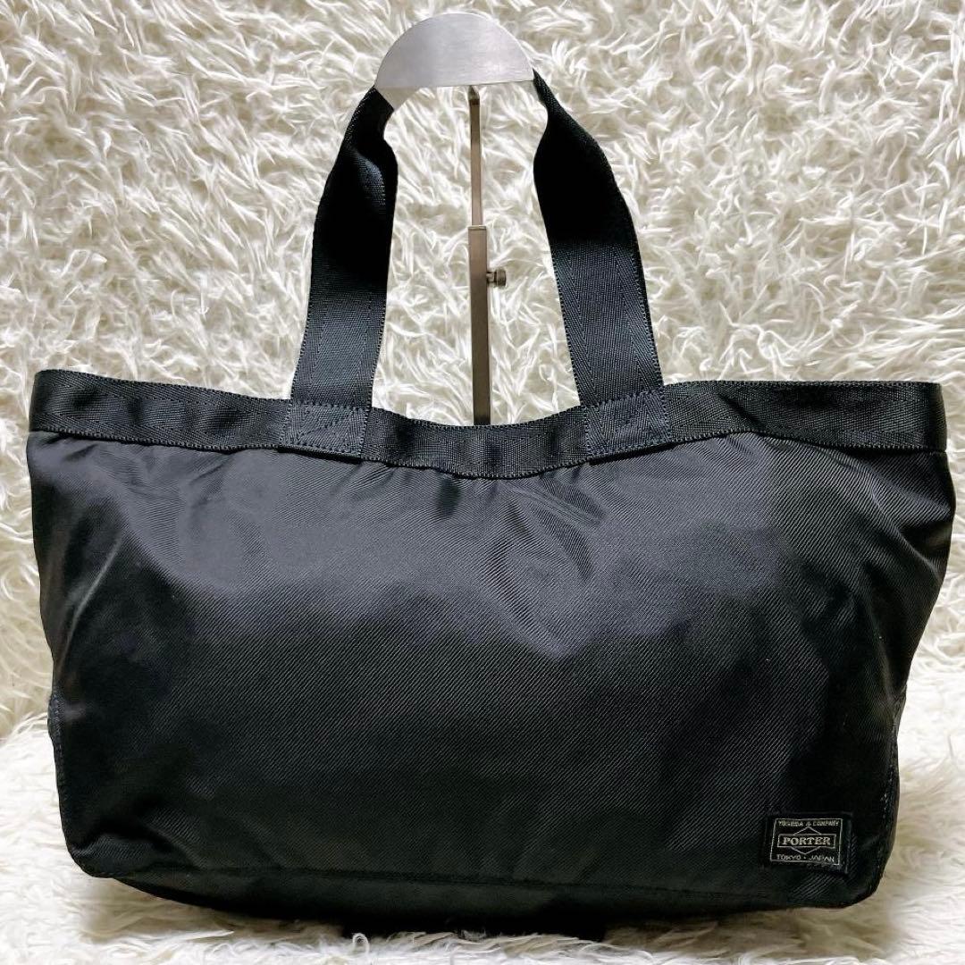 美品 ポーター ラウンド トートバッグ ナイロン A4 ブラック 希少 廃盤