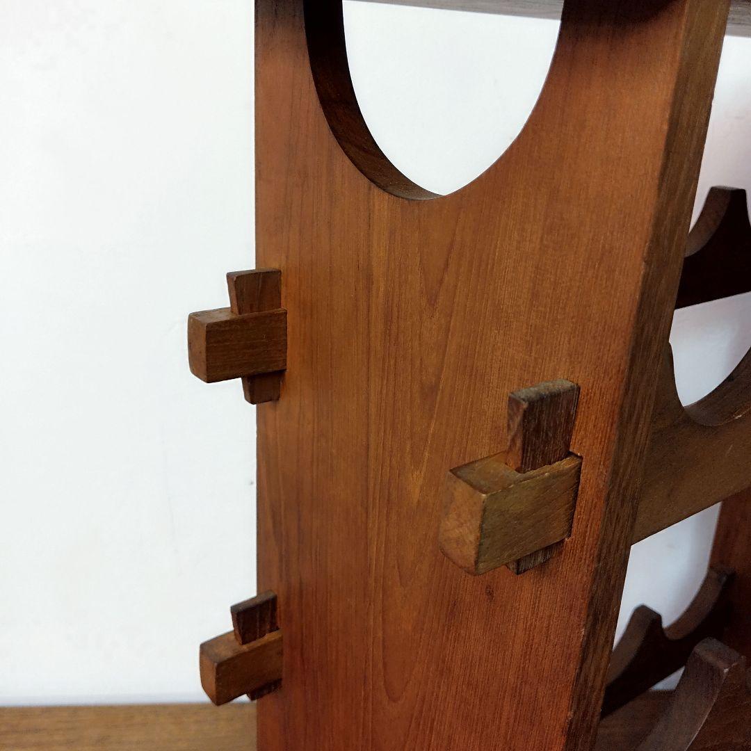 【teak wood】チーク材 ワインラック 12本収納　楔 ヴィンテージ