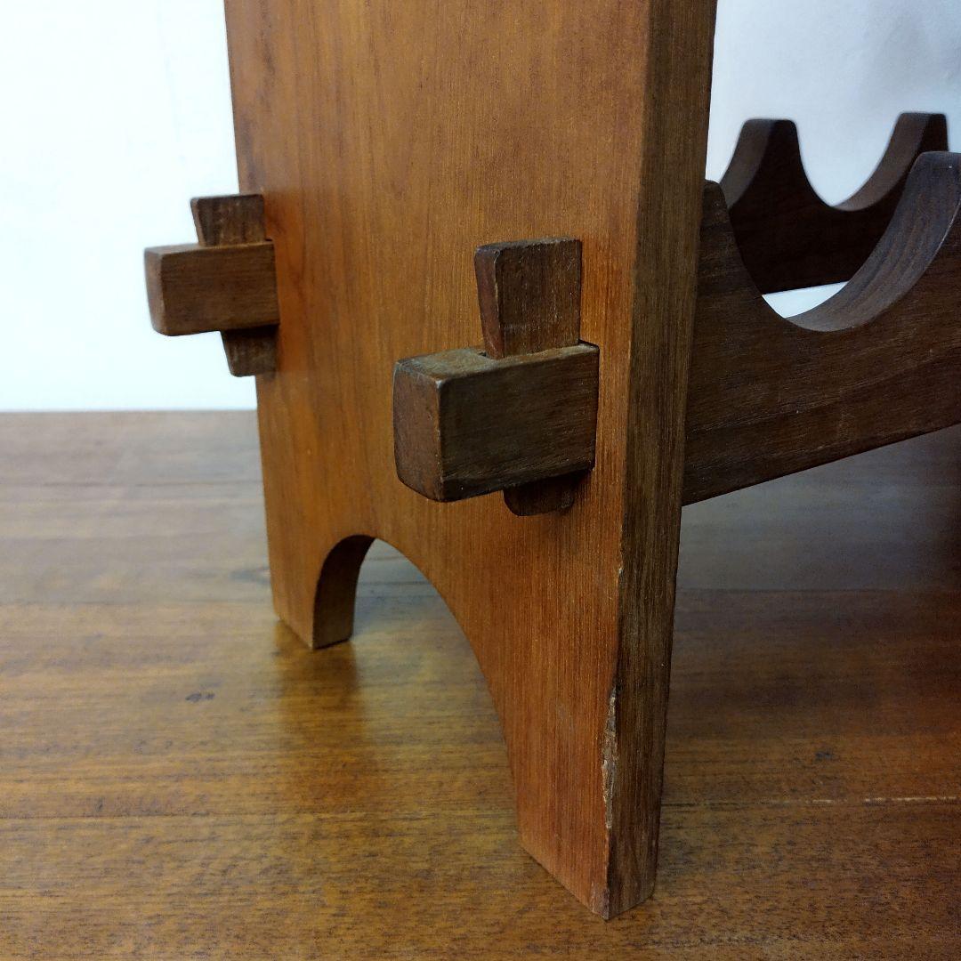 【teak wood】チーク材 ワインラック 12本収納　楔 ヴィンテージ