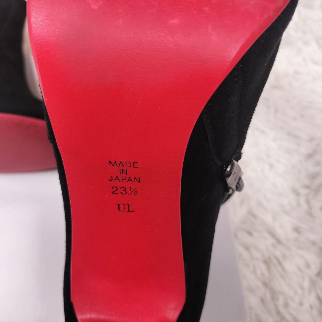 ダイアナ スエード ポインテッドトゥ ショートブーツ ブラック 23.5