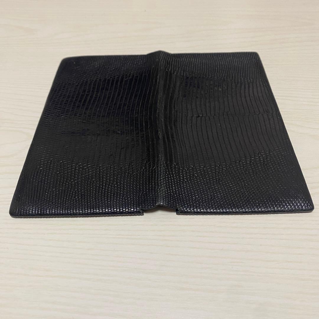 T.MBH 葉合わせ札入れ 水染めリザード オールブラック