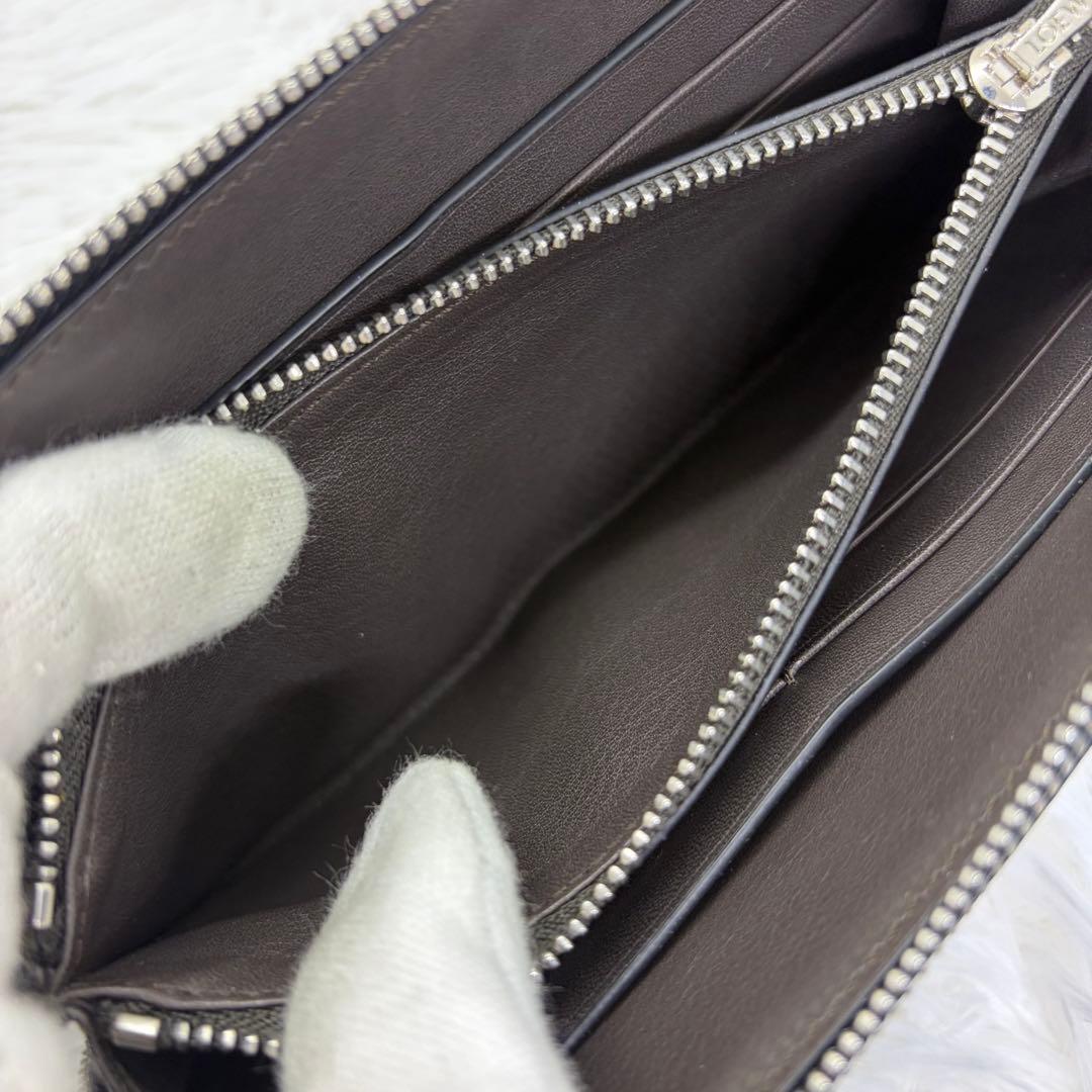 現行/美品✨️ロエベ 長財布 ラウンドファスナー アナグラム 黒 シボ革