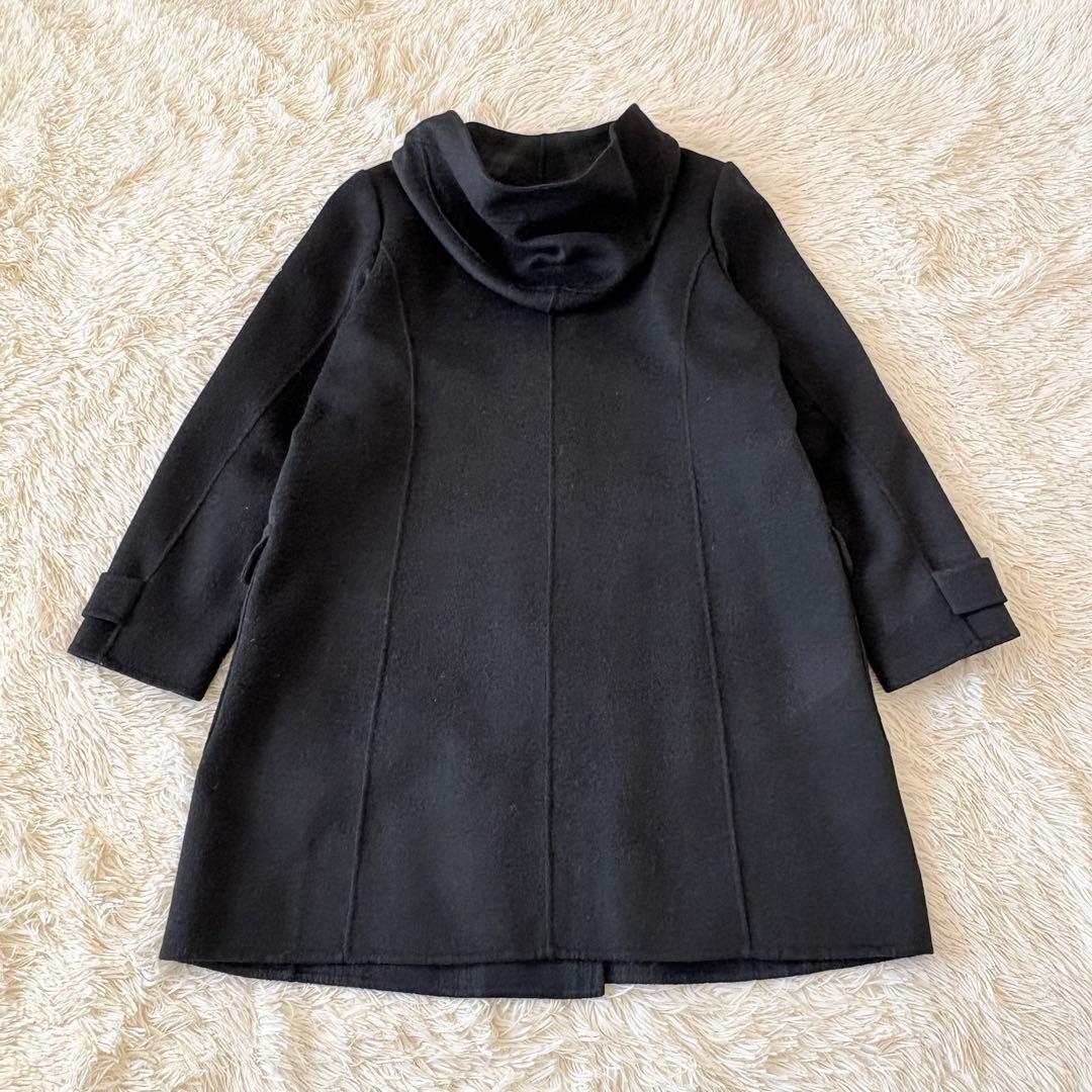 美品✨ 23区　ウールリバーコート　ダッフル 黒×チェック　大きいサイズ　46