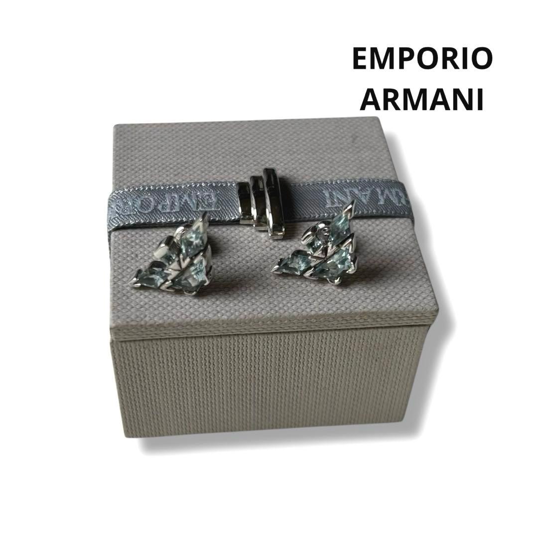 エンポリオアルマーニ ピアス イーグルロゴ ラインストーン シルバー925