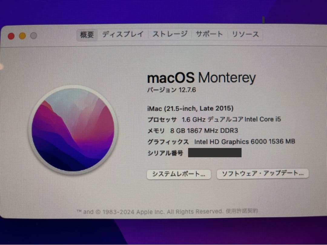 Apple iMac Late 2015 21.5インチ i5 8GB 1TB