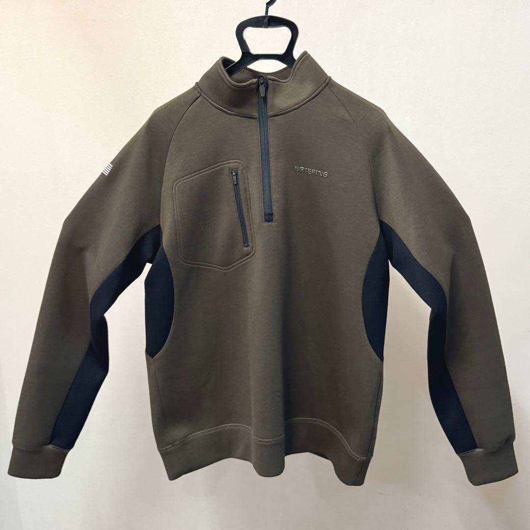ブリーフィングMENS WARM 3D LOGO HALF ZIP オリーブM