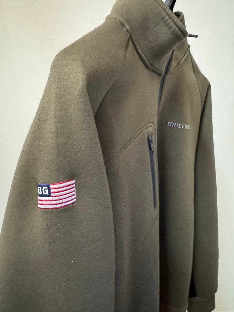 ブリーフィングMENS WARM 3D LOGO HALF ZIP オリーブM