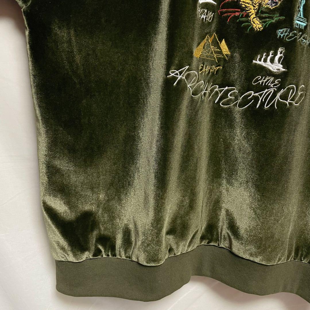 【CAMBIOカンビオ】ベロアスカジャン 虎 タイガー 刺繍 オリーブ S