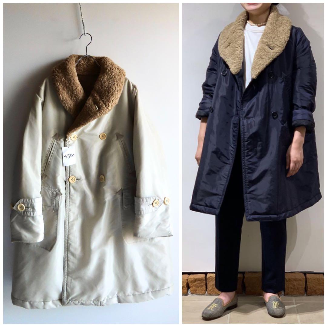 試着のみ 45R ナイロン×ボアのコート 3 ショールカラー 45rpm